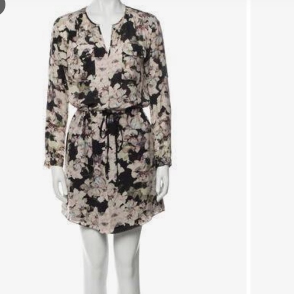 Rebecca Taylor Silk minidress black floral pockets
